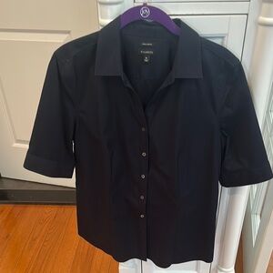 Talbots Navy Blouse Wrinkle Resistant